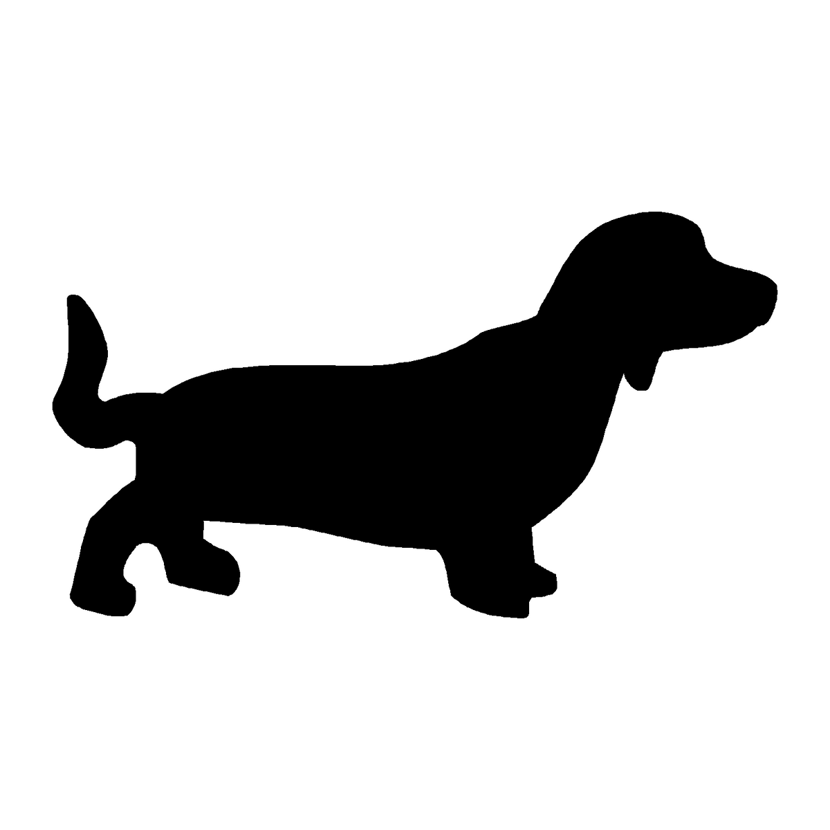Basset Silhouette Aufkleber – schwarze Variante auf weissem Hintergrund