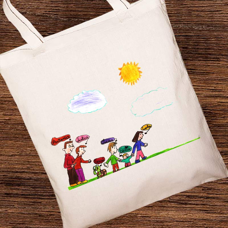 Bolsa tote bag personalizada con el dibujo de tu hijo