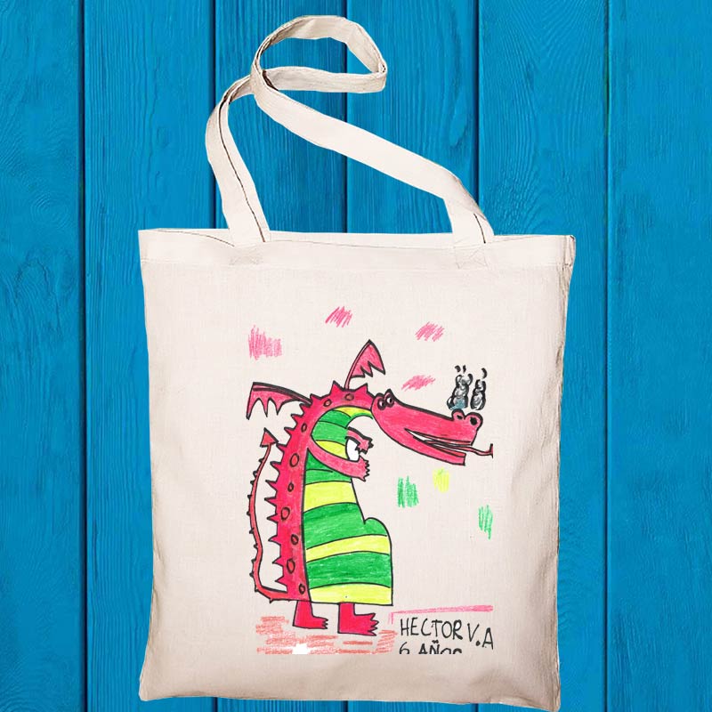 Bolsa tote bag personalizada con el dibujo de tu hijo