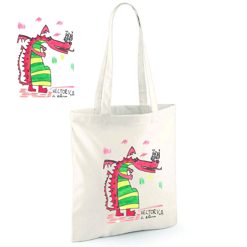 Bolsa tote bag personalizada con el dibujo de tu hijo