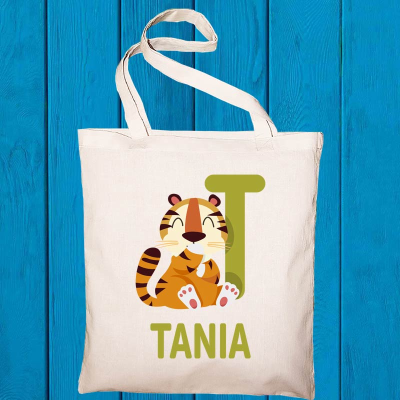 Bolsa tote BIO personalizada 'alfabeto animal'