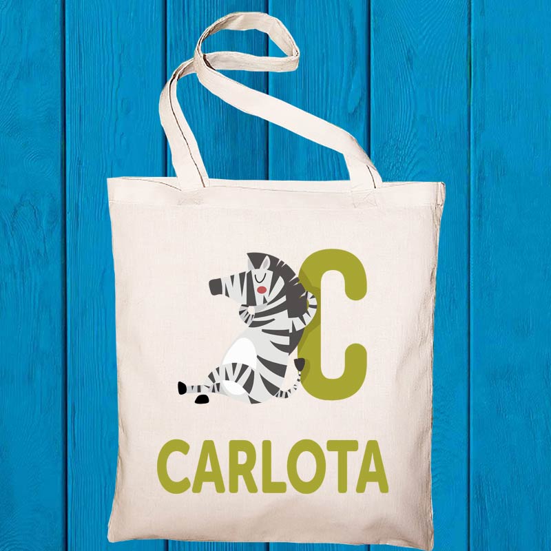 Bolsa tote BIO personalizada 'alfabeto animal'