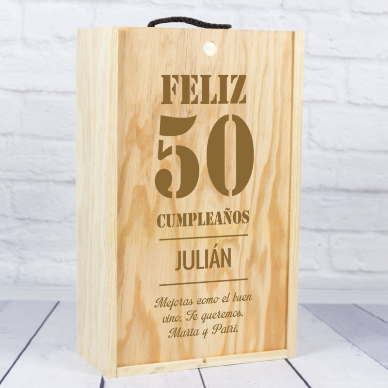 Caja botella de vino cumpleaños