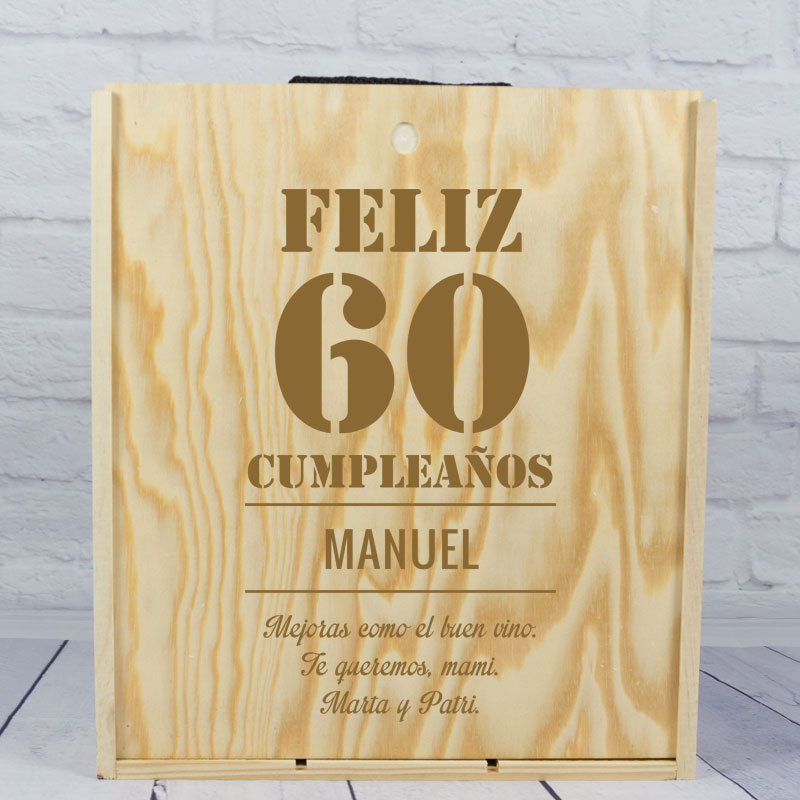 Caja botella de vino cumpleaños