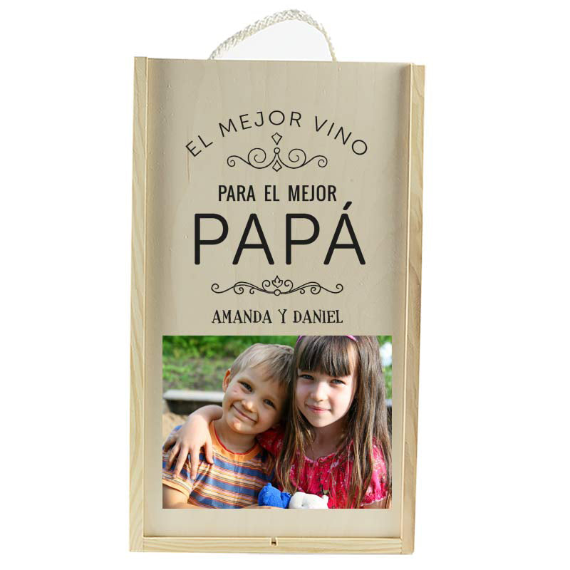 Caja para 2 botellas personalizada para papá o mamá