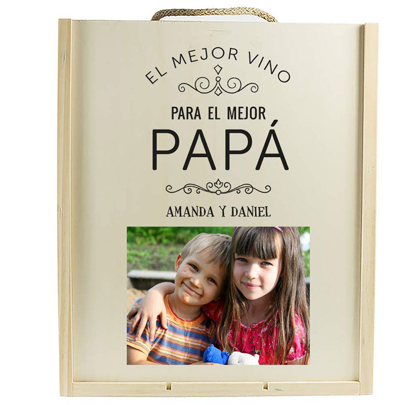 Caja para 2 botellas personalizada para papá o mamá