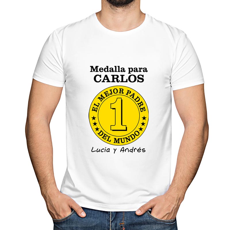 Camiseta medalla al mejor padre personalizada