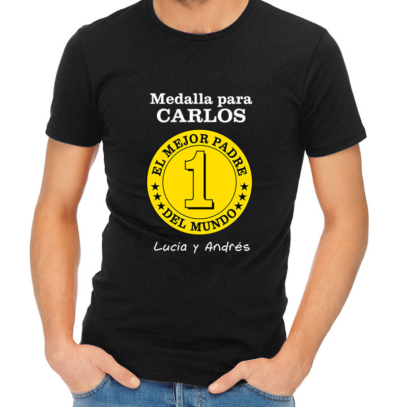 Camiseta medalla al mejor padre personalizada