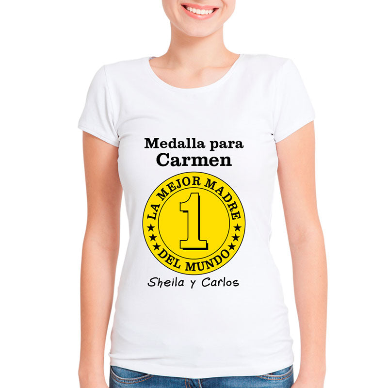 Camiseta medalla mejor madre personalizada