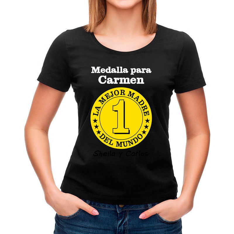 Camiseta medalla mejor madre personalizada