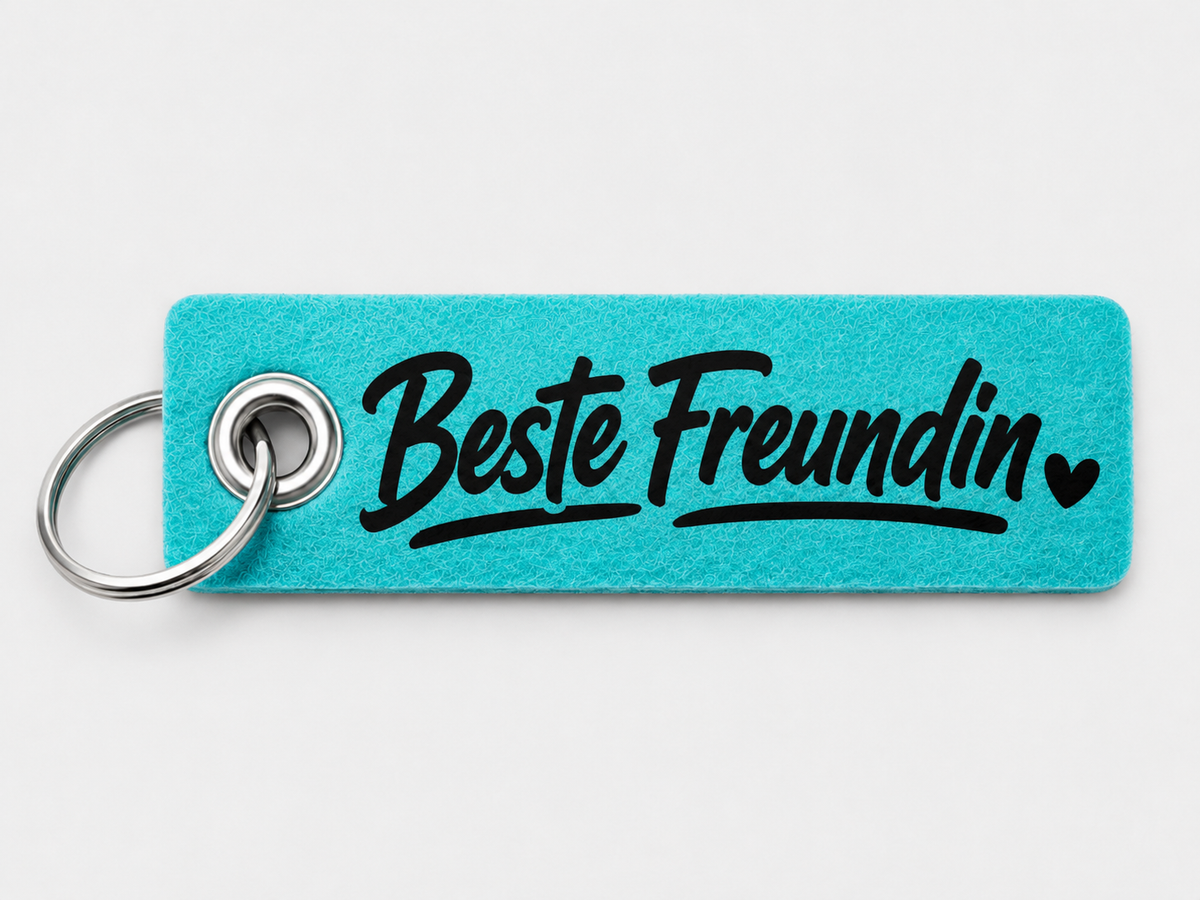 Filz-Schlüsselanhänger Beste Freundin in Türkis