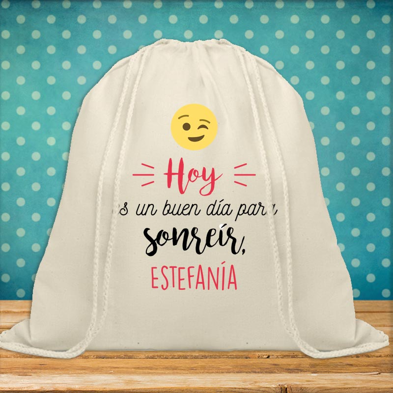 Mochila de cuerdas BIO personalizada emoticono