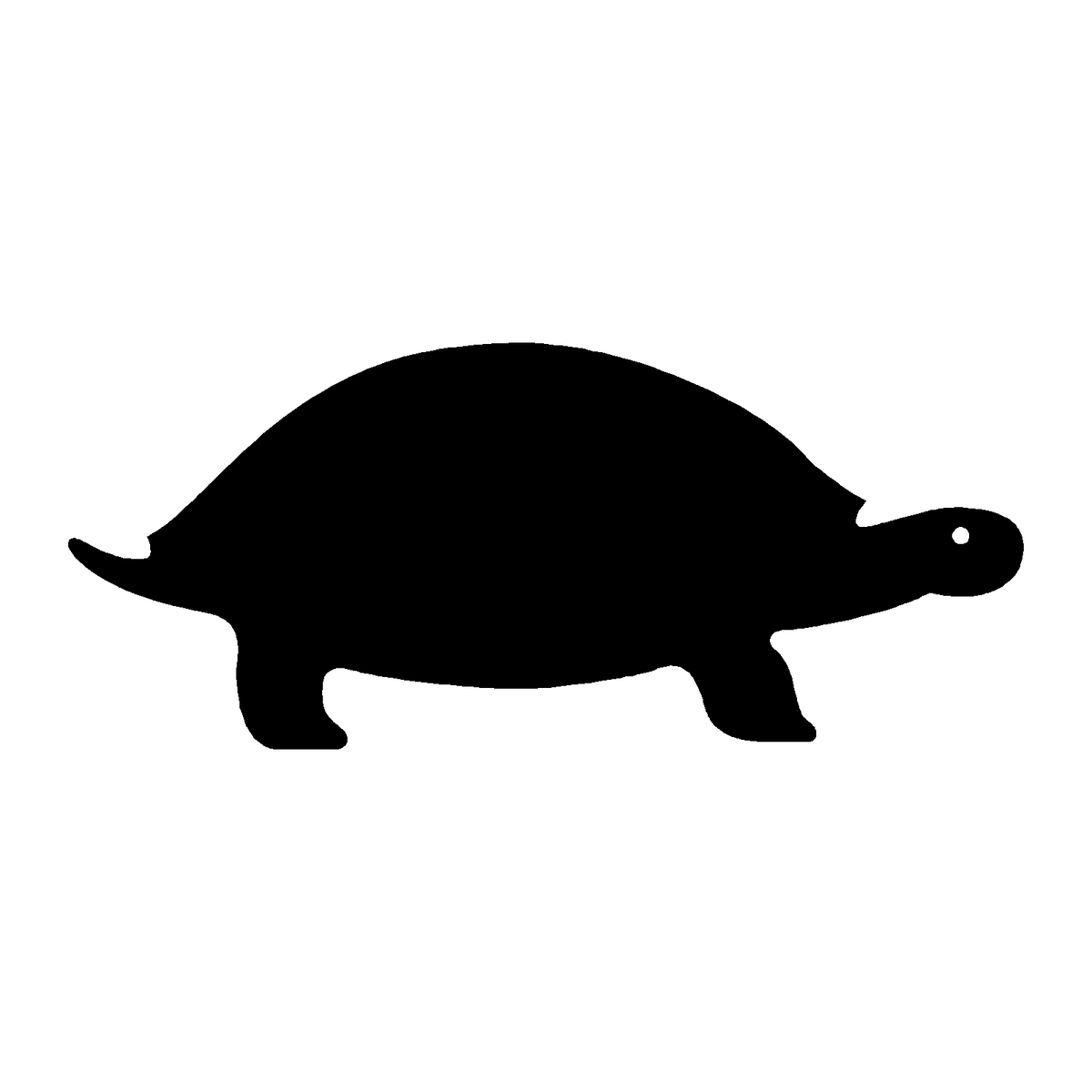 Silueta negra de tortuga terrestre sobre fondo blanco