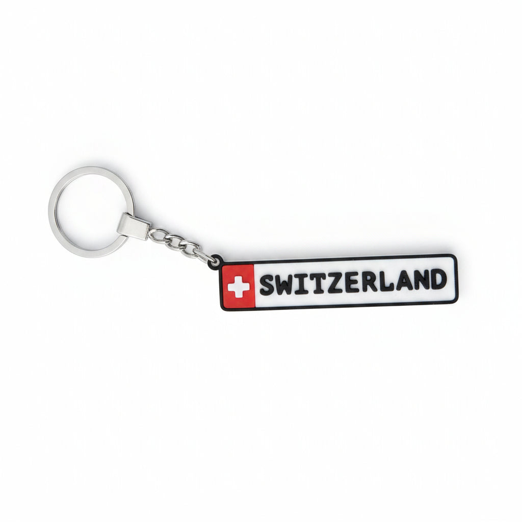 Llavero 3D Switzerland negro, blanco y rojo