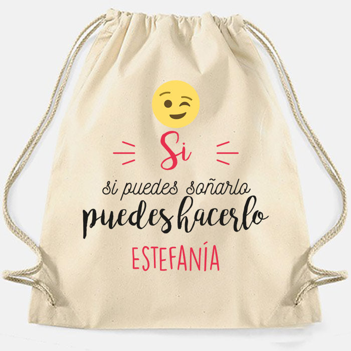 Mochila de cuerdas BIO personalizada emoticono