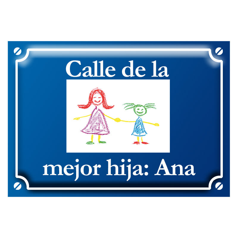 Placa de calle con el dibujo de tu hijo