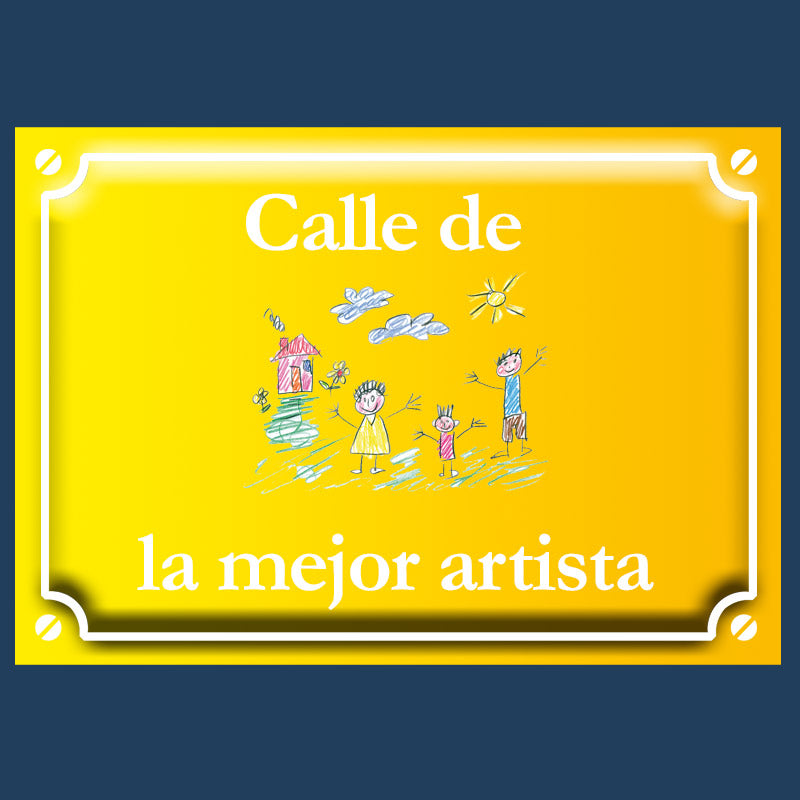 Placa de calle con el dibujo de tu hijo