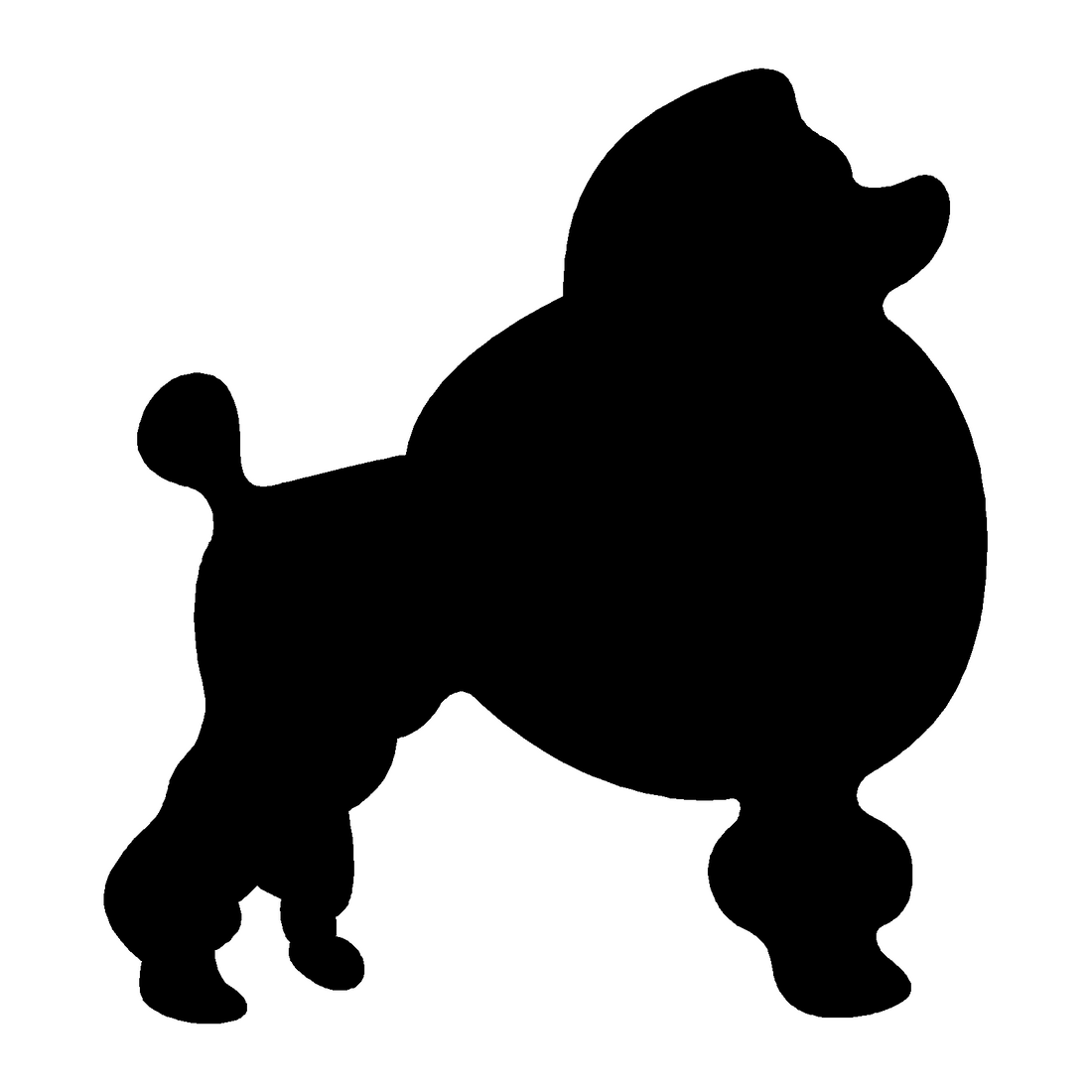 Pudel Silhouette Aufkleber – schwarze Variante auf weissem Hintergrund
