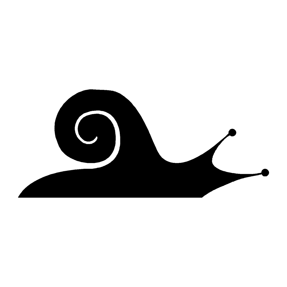 Silueta negra de caracol sobre fondo blanco